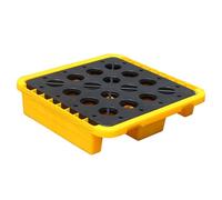 ASerZenith Bandeja para Bidones De Aceite, Tarima Antiderrames, Plataformas Antiderrames, Tarima Antiderrames Modular De Polietileno Amarillo Y Negro, Bidones De Aceite Pa(72X72X16)