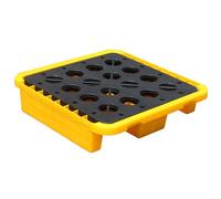 ASerZenith Bandeja para Bidones De Petróleo, Plataforma De Contención De Derrames, Tarima De Polietileno Amarillo Y Negro con Rejilla Plana, Bandeja A Prueba De Fugas para(72X72X16Cm)