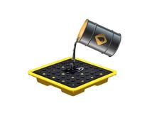 ASerZenith Bandeja para Derrames De Tanques De Aceite, Plataforma para Derrames De Bidones Pequeños, Bandeja De Contención con Capacidad De Carga De 50 Kg, Tarima Modular(Amarillo-4 L/33X33X5.8Cm)