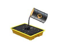 ASerZenith Bandeja para Derrames De Tanques De Aceite, Plataforma para Derrames De Bidones Pequeños, Bandeja De Contención con Capacidad De Carga De 50 Kg, Tarima Modular(Amarillo-11 L/49X35X9.5Cm)