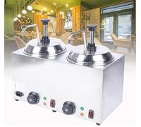 ASerZenith Calentadores De Queso Comerciales, 2 Contenedores De 2 L, Dispensador De Salsa con Bomba De 30-110 °C, Calentadores De Chocolate De Acero Inoxidable.
