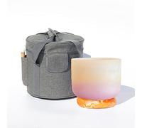 ASerZenith Cuenco Tibetano de Cristal arcoíris de 432 Hz/440 Hz con Notas C/D/E/F/G/A/B, con Estuche Resistente y cojín de Brocado de Seda, Yoga, me(D Ombligo-432hz10'')