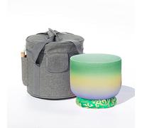 ASerZenith Cuenco Tibetano de Cristal arcoíris de 432 Hz/440 Hz con Notas C/D/E/F/G/A/B, con Estuche Resistente y cojín de Brocado de Seda, Yoga, me(Corazón F-432hz8'')