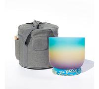 ASerZenith Cuenco Tibetano de Cristal arcoíris de 432 Hz/440 Hz con Notas C/D/E/F/G/A/B, con Estuche Resistente y cojín de Brocado de Seda, Yoga, me(Garganta G-440hz 10'')