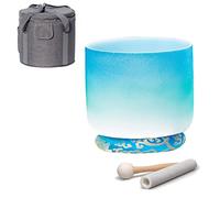 ASerZenith Cuenco Tibetano de Cristal Esmerilado de Cuarzo con Notas C/D/E/F/G/A/B, con Bolsa y mazos gratuitos para Terapia de baño con Sonido, meditación, Yoga, instrume(Un Note-10 Pulgadas)