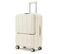 ASerZenith Equipaje con Ruedas, Puerto de Carga Equipaje Bloqueo de código expandible Equipaje de Mano Marco de Aluminio (Blanco 20 Pulgadas)