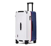 ASerZenith Equipaje de Viaje de Gran Capacidad, Maleta con Ruedas giratorias, Almacenamiento Dividido, Barra de Ajuste de Varios Niveles, Cerradura de aduana (Blanco Azul 32 Pulgadas)