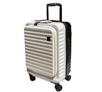 ASerZenith Equipaje expandible con Rueda giratoria, Maleta Gruesa con Apertura Frontal, Barra de tracción telescópica Ajustable, Cerradura de aduana, para Viajar (Blanco y Negro 24 Pulgadas)