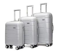 ASerZenith Juego de Equipaje de 3 Piezas, Maleta de Mano Ligera, Juego de Maleta de Equipaje, Palanca de Cambios Ajustable, con Ruedas giratorias para Mujer (Gris)