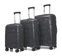 ASerZenith Juego de Equipaje de 3 Piezas, Maleta de Mano Ligera, Juego de Maleta de Equipaje, Palanca de Cambios Ajustable, con Ruedas giratorias para Mujer (Gris Oscuro)