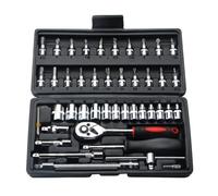 ASerZenith Juego De Llaves Dinamométricas De 46 Piezas, Destornillador, Trinquete, Juego Combinado De Acero Al Carbono, Llave De Tubo, Kit De Herramientas De Reparación Pa(Negro)