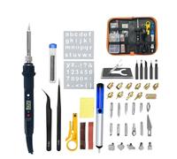 ASerZenith Kit De Soldador para Pirograbado, Tallado Y Quemado De Madera, 80 W, Temperatura Ajustable, para Soldar, Estampar Y Quemar Madera, Juego De Reparación.(Conjunto Negro De 80 W)