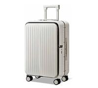 ASerZenith Maleta con Ruedas, Equipaje de Mano de Gran Capacidad, Maleta con diseño de Bolsa Lateral Desmontable, Bloqueo de código (Blanco 20 Pulgadas)