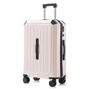 ASerZenith Maleta de Gran Capacidad, Maleta de Mano de diseño Recargable con portavasos, Maleta de Viaje de Negocios (Blanco 28 Pulgadas)