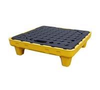 ASerZenith Palet Antiderrames para 2 Bidones, Bandeja De Polietileno De Perfil Bajo para Cubos De Pintura, Plataforma Desmontable A Prueba De Fugas para Almacenamiento Ind(650X650X170Mm)