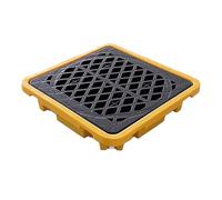 ASerZenith Palet Antiderrames para 2 Bidones, Bandeja De Polietileno De Perfil Bajo para Cubos De Pintura, Plataforma Desmontable A Prueba De Fugas para Almacenamiento Ind(675X675X150Mm)