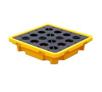ASerZenith Palet De Contención De Derrames, Plataforma De Contención De Derrames con Drenaje, Bandeja De Contención De Derrames con Capacidad para 1 Tambor, 26 X 26 X 6 PU(Amarillo)