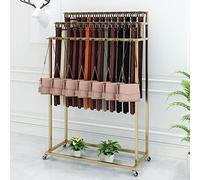 ASerZenith Perchero con Ruedas para Cinturones, Expositor para Tiendas De Ropa, Soporte De Suelo para Guardar Cinturones, Organizador De Joyas, Perchero para Corbatas, GAN（Gold-60×40×150Cm）