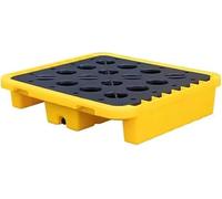 ASerZenith Plataforma Modular para Derrames De Bidones De Petróleo, con Drenaje Y Bolsillos para Montacargas, Bandeja De Rejilla Industrial para Cubos De Pintura Y Product(Amarillo-72X72X16Cm)