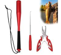 Asesino de peces de pesca de 24,5 cm de aluminio asesino de peces paralizador con pinzas de pesca herramienta de extracción de anzuelo de pesca paralizador de peces accesorios de pesca (rojo)