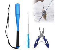 Asesino de peces de pesca de 24,5 cm, paralizador de peces de aluminio de 24,5 cm, con alicates de pesca, herramienta para quitar anzuelos de pesca, paralizador de peces, accesorios de pesca para