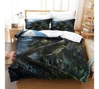 Asesino Sombra Edredón Impreso En 3D con Funda De Almohada Bosque Oscuro Juego De 3 Piezas De Ropa De Cama con Cremallera Oculta Microfibra Muy Suave Super King（260x220cm）