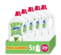 Asevi Detergente Líquido para Lavadora Aloe Vera - Detergente para Ropa Blanca y de Color con Fórmula Concentrada - Frescura Natural para la Ropa - Pack 5-210 Lavados