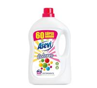 Asevi Detergente Líquido para Lavadora Colores - Detergente para Ropa de Color con Fórmula Concentrada - Fija y Protege los Colores, Evita Transferencias de Color y Deja la Ropa Limpia - 60 Lavados