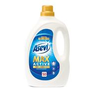 Asevi Detergente Líquido para Lavadora Max Active - Detergente Hipoalergénico Concentrado Ropa Blanca y de Color - Poder Quitamanchas y Extra Luminosidad para una Ropa Limpia y Cuidada - 50 Lavados