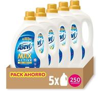 Asevi Detergente Líquido para Lavadora Max Active - Detergente Hipoalergénico Concentrado Ropa Blanca y de Color - Poder Quitamanchas y Extra Luminosidad para una Ropa Limpia y Cuidada - 5x50 Lavados