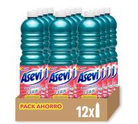 Asevi Fregasuelos Perfumado Cian - Friegasuelos Concentrado con Aroma a Flores Blancas - Limpieza e Higiene - Limpiasuelos con pH Neutro para Todo Tipo de Suelos - 12 x 1 Litro