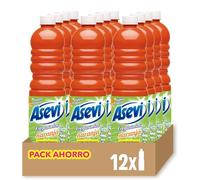 Asevi Fregasuelos Perfumado Naranja - Friegasuelos Concentrado Aroma Cítrico - Limpieza, Brillo e Higiene - Limpiasuelos pH Neutro Todo Tipo de Suelos, Incluso Superficies Delicadas - 12 x 1 Litro