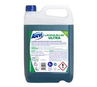 Asevi Lavavajillas Líquido Ultra Green Lavaplatos Ultraconcentrado 5L | Lavado manual de todo tipo de vajilla, cubertería y cristalería, con gran acción desengrasante y suave para la piel