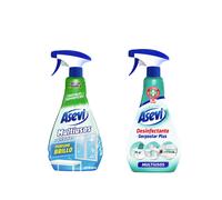 Asevi Pack Baño Desinfectante Multiusos + Limpiador Multiusos y Cristales 2x750 Ml Limpieza Completa y Desinfección