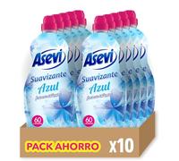 Asevi Suavizante Azul Concentrado para Lavadora - Frescor Intenso y Duradero - Extra de Suavidad para una Ropa Suave y Esponjosa - Apto para Todo Tipo de Tejidos - Pack de 10 Unidades de 60 Lavados