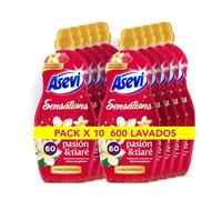 Asevi Suavizante para Ropa Sensations Pasión & Tiaré - Suavizante Concentrado para Lavadora con Fragancia Energizante - Esencias Naturales - Suavidad Duradera para Todo Tipo de Tejidos - 10x60 Lavados