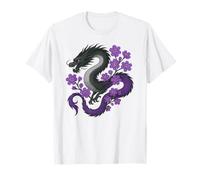 Asexual Japanese Dragon Ace Pride Flag Colors Floral Camiseta