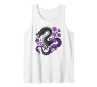 Asexual Japanese Dragon Ace Pride Flag Colors Floral Camiseta sin Mangas