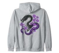 Asexual Japanese Dragon Ace Pride Flag Colors Floral Sudadera con Capucha