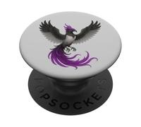 Asexual Phoenix Bird Ace Pride Flag Rising From Ashes PopSockets PopGrip Adhesivo