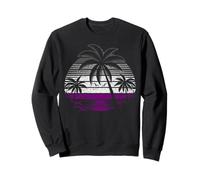 Asexual Pride Atardecer con Palmeras y Colores Ace Flag Sudadera