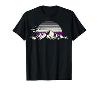 Asexual Pride Montañas con Cielo Ace Flag y Atardecer Camiseta
