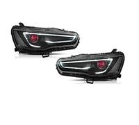 ASFDSG Faro Principal 2 Uds Para Lancer 2008-2016 Lámpara Frontal De Estilo Coche Faro LED Luces Circulación Diurna Lámparas Señal Para Automóviles Faros Principales(Black Demon RHD)