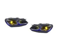 ASFDSG Faro Principal 2 Uds Para VW Para GOLF 6 2008-2013 LED Bombilla Conjunto Faros Delanteros Automóvil Lámpara Frontal DRL Señal Giro Plug And Play Faros Principales(Silver Line Dual RHD)