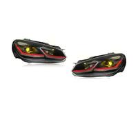ASFDSG Faro Principal 2 Uds Para VW Para GOLF 6 2008-2013 LED Bombilla Conjunto Faros Delanteros Automóvil Lámpara Frontal DRL Señal Giro Plug And Play Faros Principales(Red Line Dual LHD)