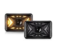 ASFDSG Faro Principal Faro Delantero Coche 4x6 Pulgadas Con DRL/faro Señal Giro Proyector Faros 12v Y 24V Haz Alto Bajo Para Lámpara SUV Motocicleta Faros Principales(2 pcs)