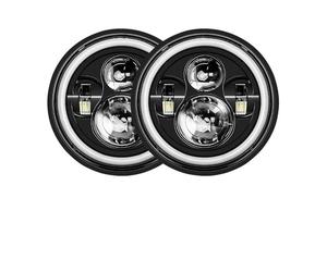 ASFDSG Faro Principal Para Nissan Para Patrol Para Y60 Para Hummer H1 Y H2 Para Lada 4X4 7 Pulgadas LED Faro DRL Faros Principales(40w Halo light Black)