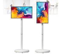 Asfgchh TV portátil de 21.5 pulgadas sobre ruedas, 1080P, monitor de pantalla táctil giratorio 100% sRGB, pantalla de tableta con base, sistema operativo Android 14, batería de 6000 mAh (6H