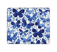 ASFgda Alfombrilla de ratón con estampado de mariposas azules con borde cosido, cómoda alfombrilla de mouse con base de goma antideslizante para computadora/cafetería/hogar/oficina