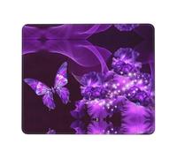 ASFgda Alfombrilla de ratón con estampado de mariposas moradas con borde cosido, cómoda alfombrilla de mouse con base de goma antideslizante para computadora/cafetería/hogar/oficina